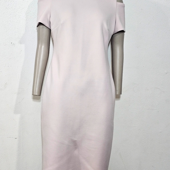 Calvin Klein Blush Pink Off-Shoulder Midi Dress Sz 4 Womens - Picture 2 of 13
